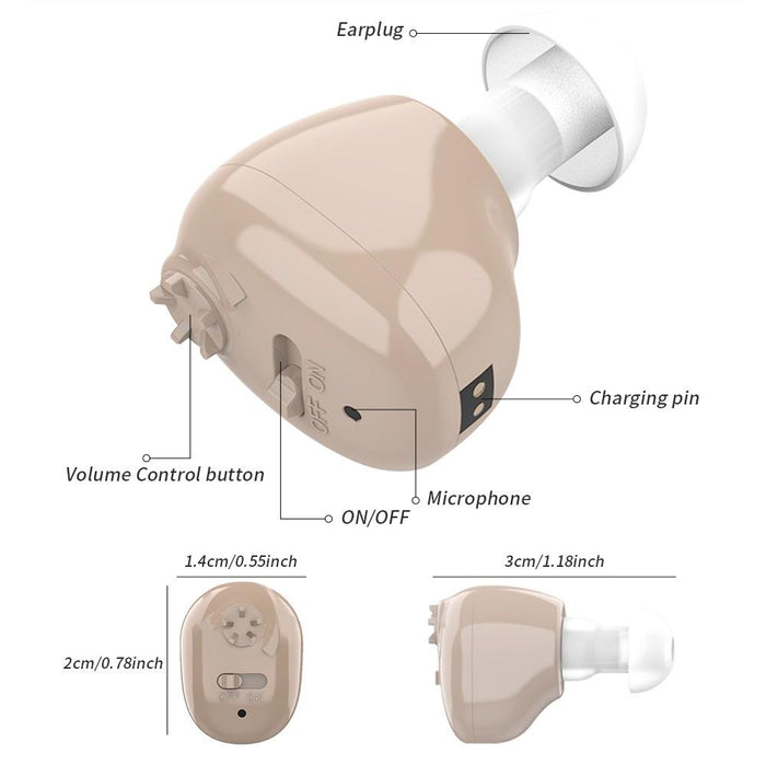 Rechargeable In Ear Sound Amplifier With Usb Charger