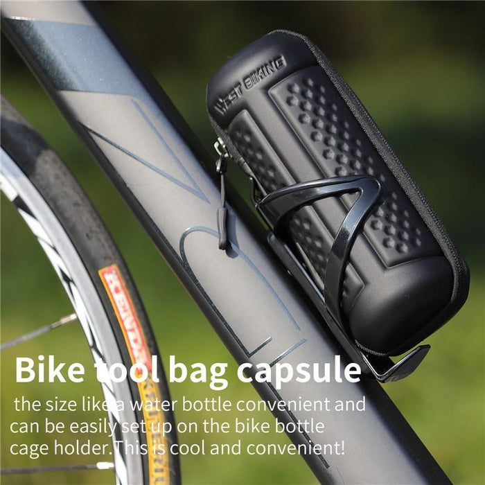 1.2L Hard Shell Bike Water Bottle Bag + Cage