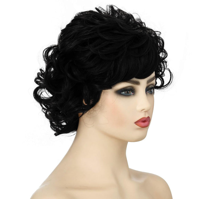 Short Curved Fluffy Fiber Wig For Women