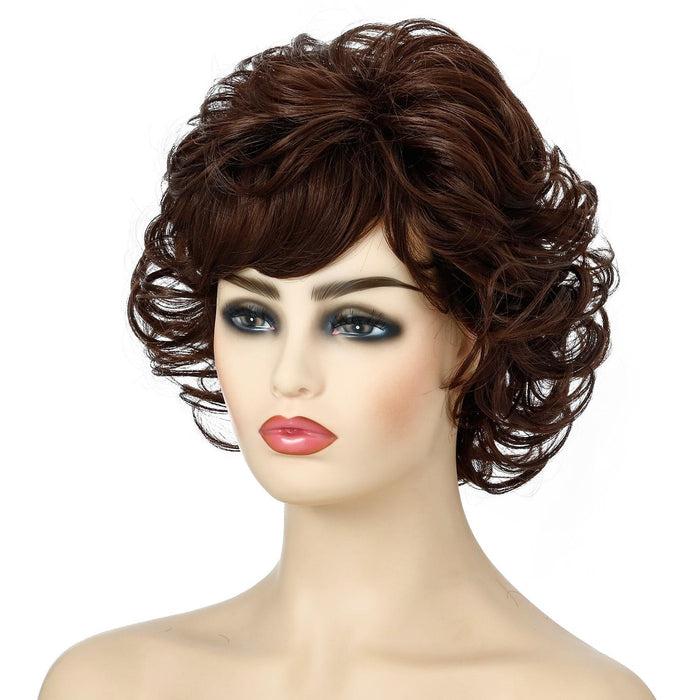 Short Curved Fluffy Fiber Wig For Women
