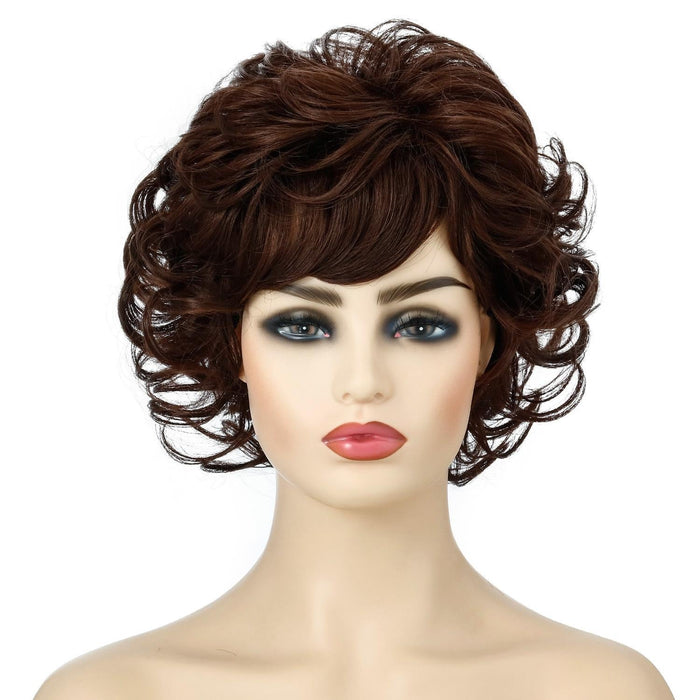 Short Curved Fluffy Fiber Wig For Women
