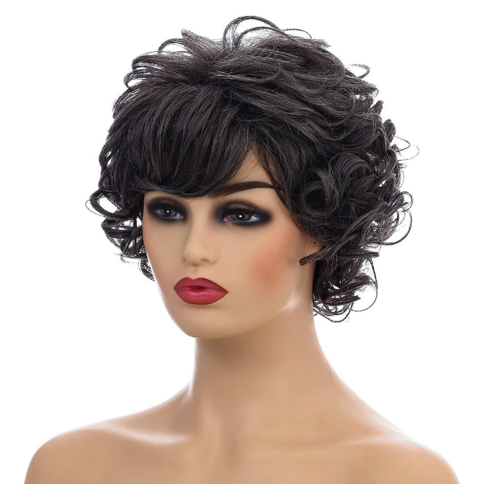 Short Curved Fluffy Fiber Wig For Women