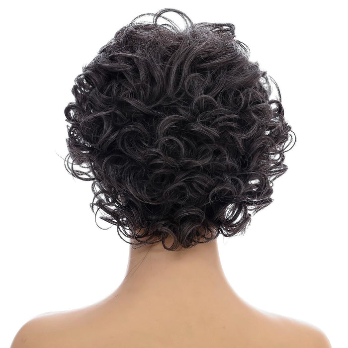 Short Curved Fluffy Fiber Wig For Women