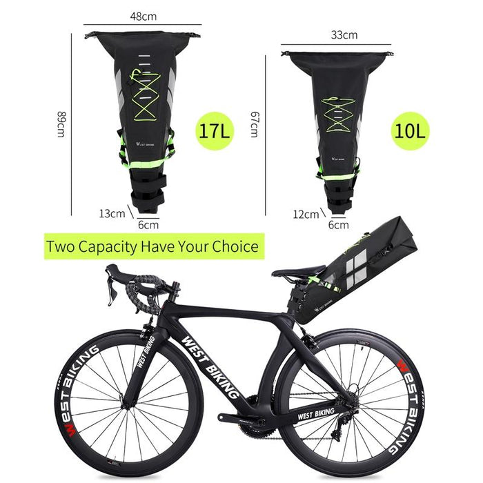 10L Waterproof Reflective Bicycle Bag For Long-Distance Travel
