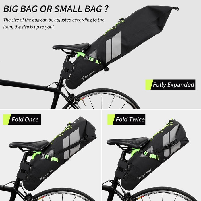 10L Waterproof Reflective Bicycle Bag For Long-Distance Travel