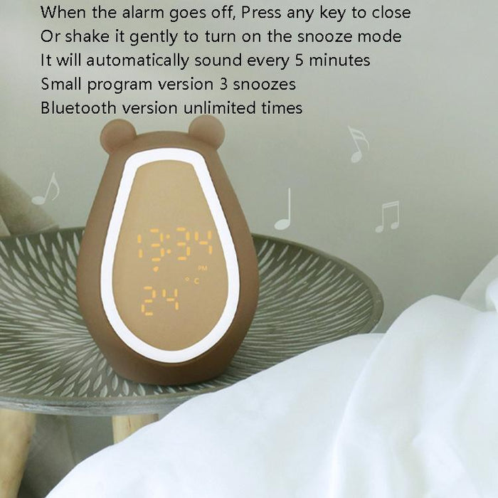 Cartoon Bear Alarm Clock With Bluetooth Speaker & Usb Charging