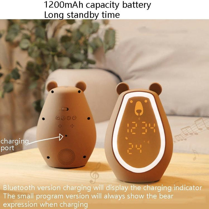 Cartoon Bear Alarm Clock With Bluetooth Speaker & Usb Charging