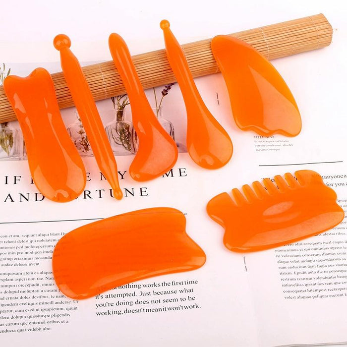 Facial Tendon Stick For Massage And Acupuncture Resin Scraping Sheet For Beauty Salon Shave Board Yellow