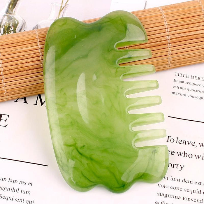 Facial Tendon Stick For Massage And Acupuncture Resin Scraping Sheet For Beauty Salon Shave Board Emerald Green Meridian Comb