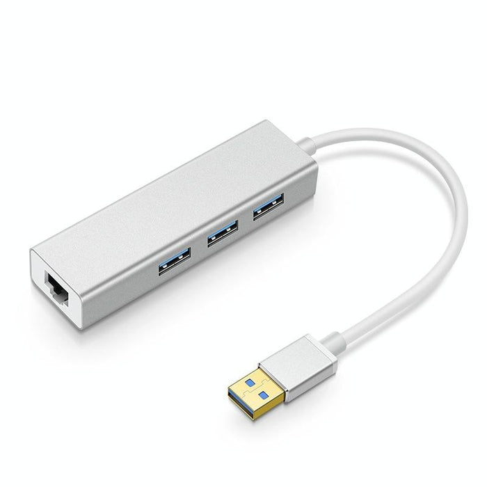 3-Port Usb 3.0 + Rj45 Hub For Laptops No Drivers Needed