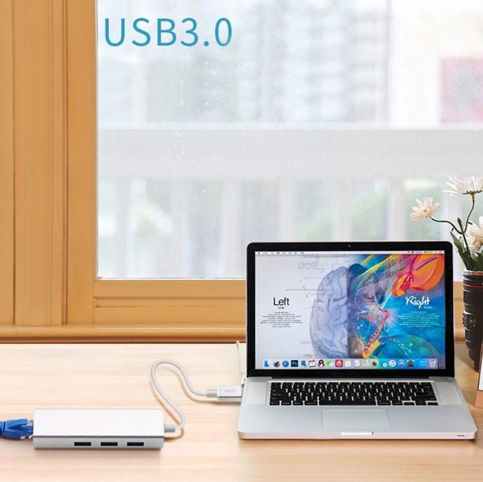 3-Port Usb 3.0 + Rj45 Hub For Laptops No Drivers Needed