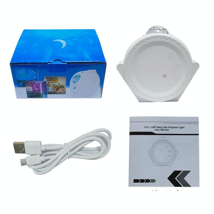 3-In-1 Starry Sky Projector Night Light White