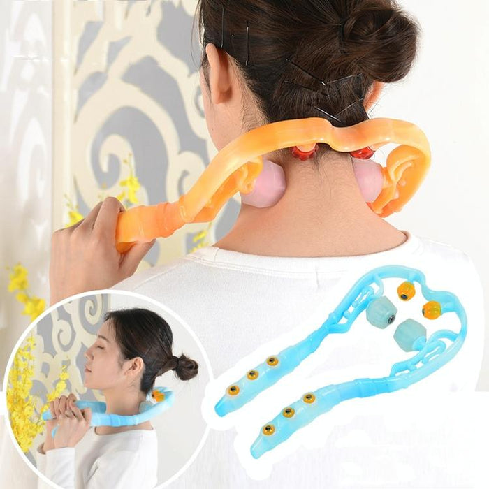 Multi-Function Cervical Massager Shoulder & Neck Roller Magnetic Therapy Blue