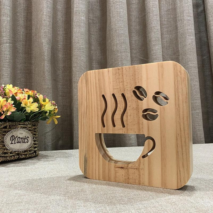 3D Coffee Led Wooden Table Lamp Warm White 2.5W