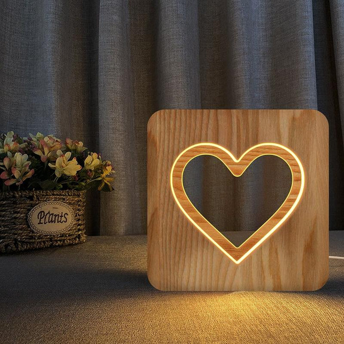 Romantic Wooden Night Light For Home Decor Warm White