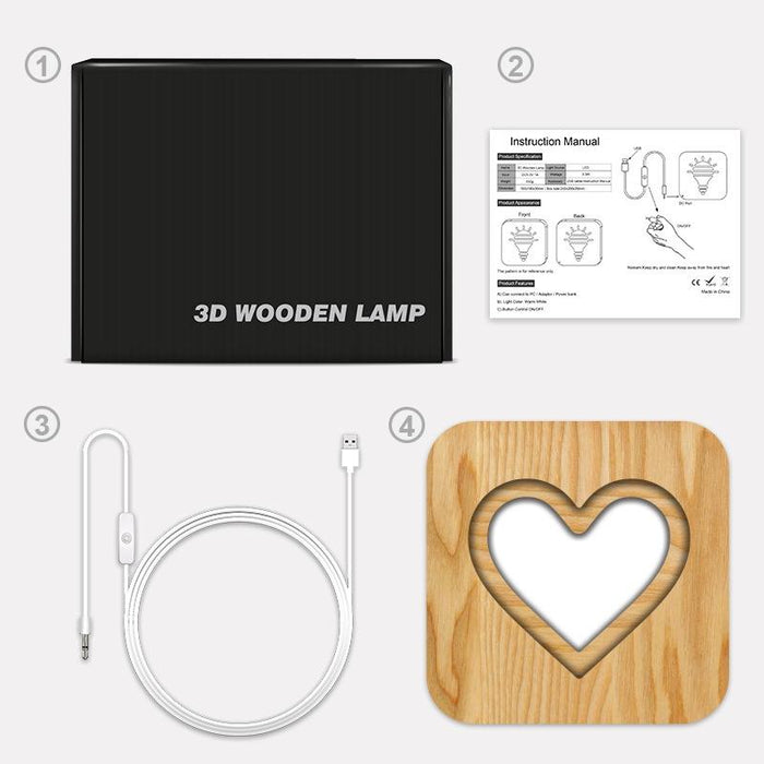 Romantic Wooden Night Light For Home Decor Warm White