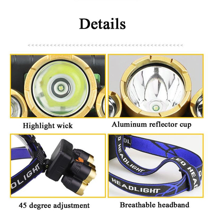 Rechargeable Led Fishing Headlamp Long-Range Safety