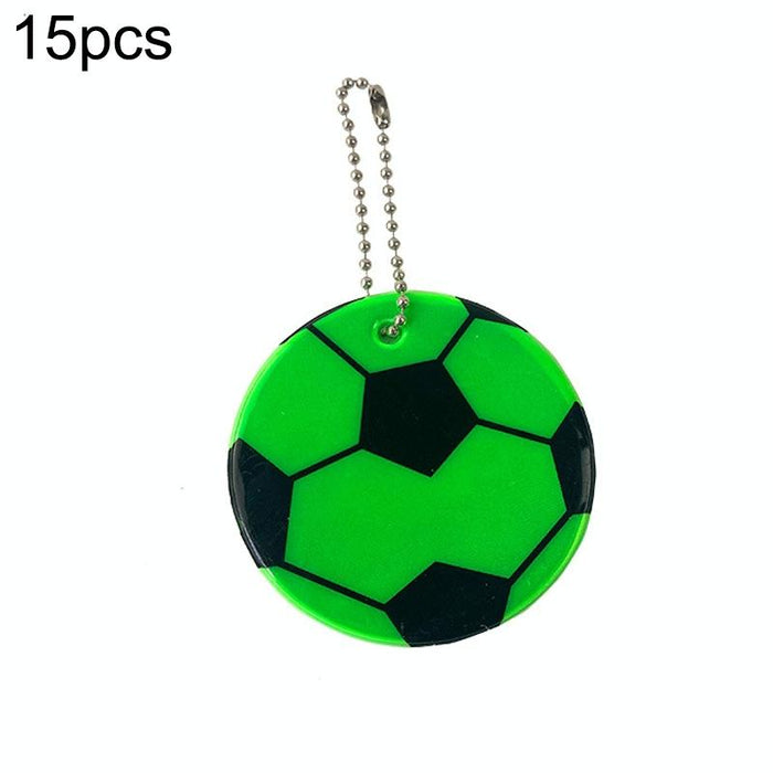 15 Pcs Football Pvc Reflective Keychains Random Color 6Cm