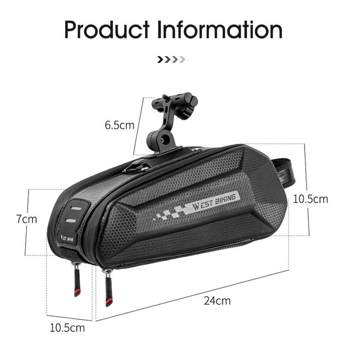 1.8L Hard Shell Cycling Tail Bag Quick Release Non-Slip Black