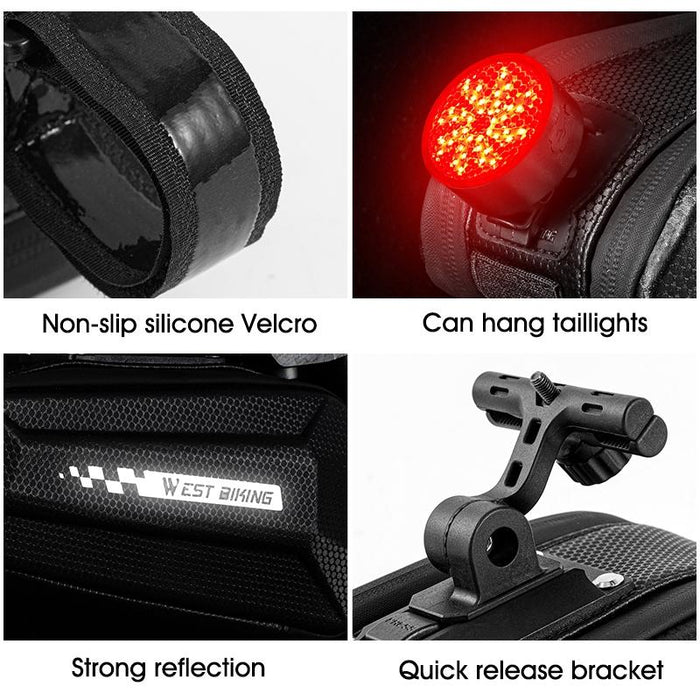 1.8L Hard Shell Cycling Tail Bag Quick Release Non-Slip Black