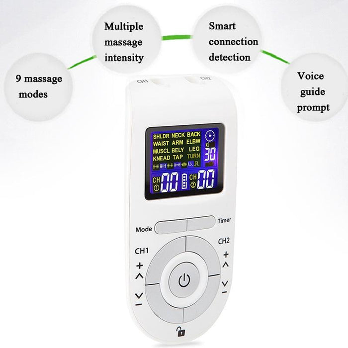 12-Mode Digital Meridian Physiotherapy Instrument Acupuncture Massager White