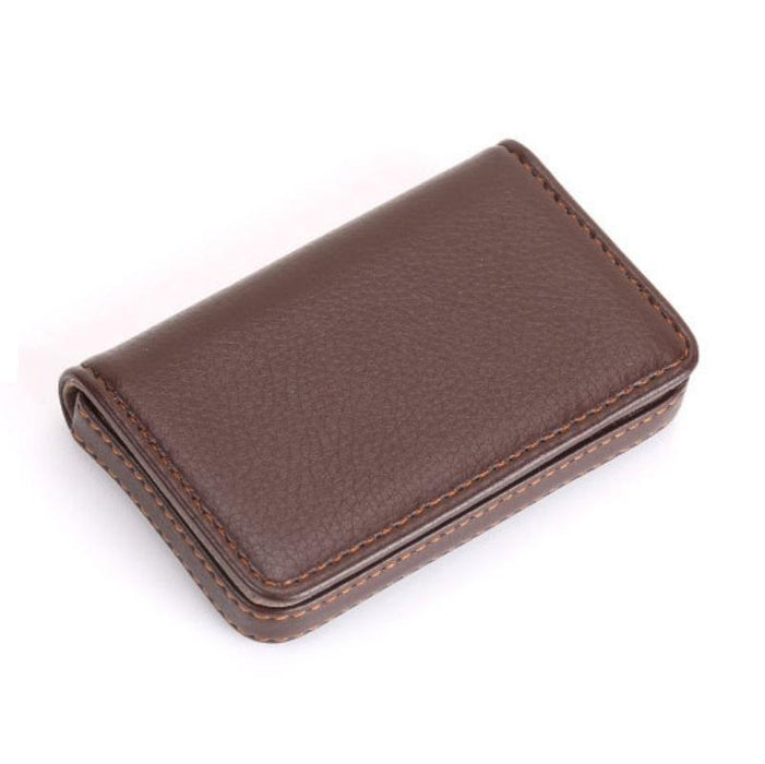 Stainless Steel Magnetic Business Card Holder Pu Leather Case