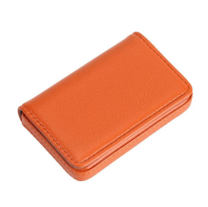 Stainless Steel Magnetic Business Card Holder Pu Leather Case