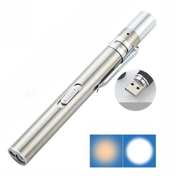 Yellow / White Dual Light Dental Pen Stainless Steel