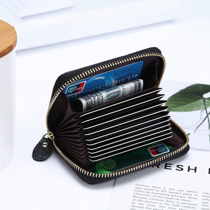 Multi Position Zipper Organ Card Holder Versatile Business Accessory