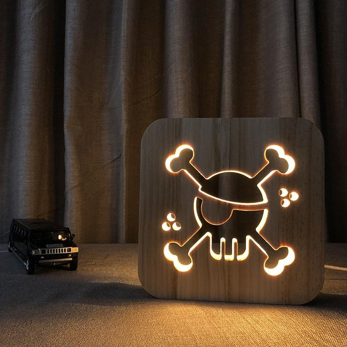 2.5W Pirate Table Lamp Solid Wood Led Night Light Warm White
