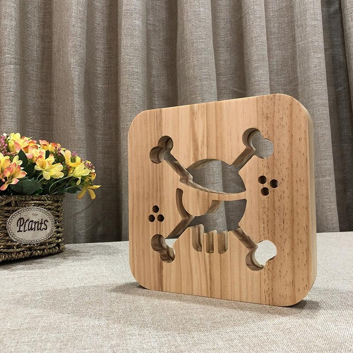 2.5W Pirate Table Lamp Solid Wood Led Night Light Warm White