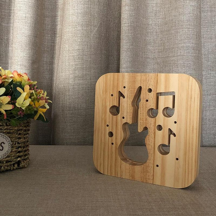 Wooden Guitar Table Lamp 2.5W Warm White Led Night Light