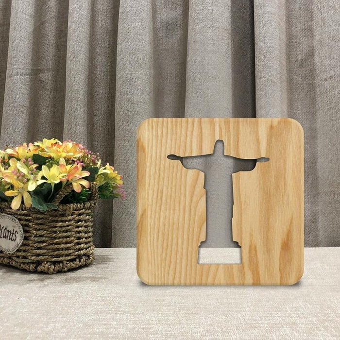 2.5W Usb Jesus Pastor Table Lamp Solid Wood Warm White Light