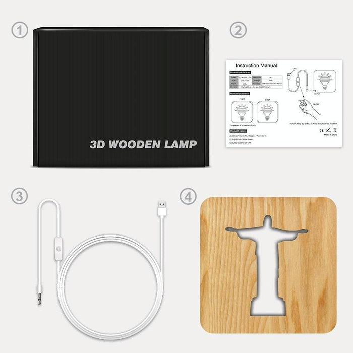 2.5W Usb Jesus Pastor Table Lamp Solid Wood Warm White Light