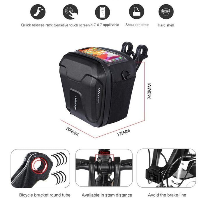 3L Mountain Bike Handle Bag With Touch Screen Eva Hard Shell Black