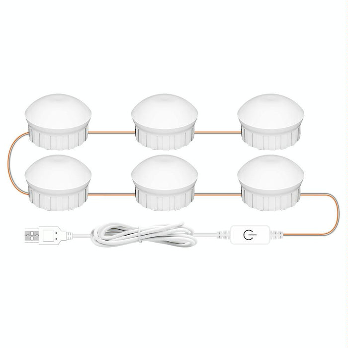 6-Led Dimmable Makeup Mirror Light Usb Touch Control White
