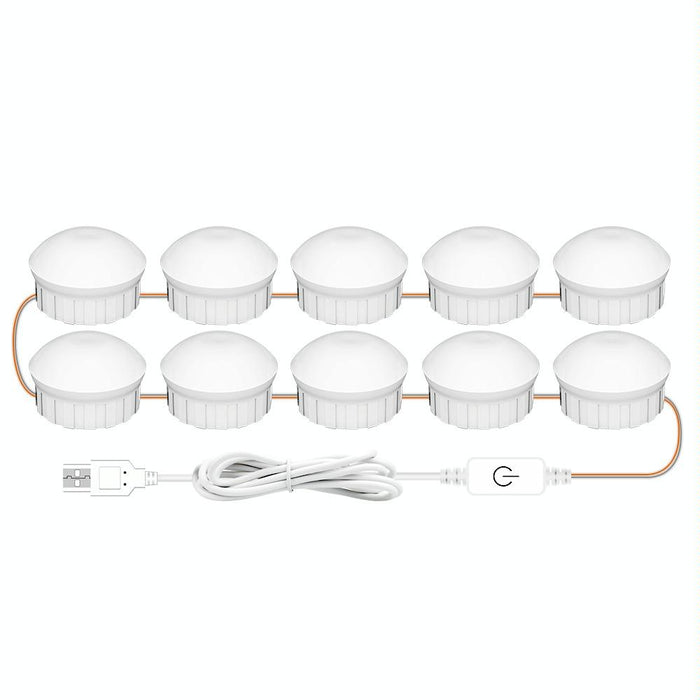 10-Led Dimmable Makeup Mirror Light Usb Touch Control White