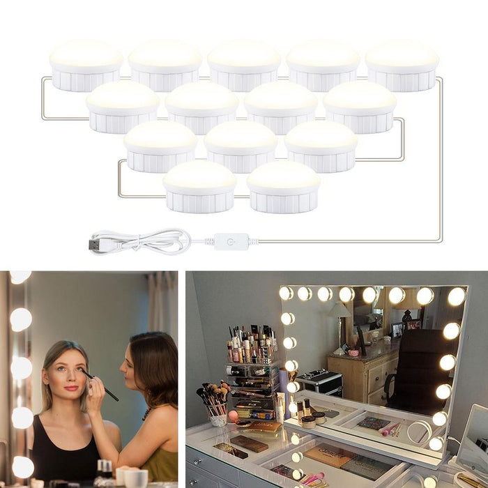 14-Led Dimmable Makeup Mirror Light Usb Touch Control White