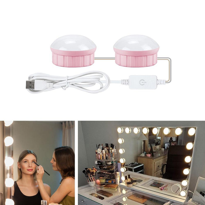 Dimmable Usb Makeup Mirror Light 2 Leds Touch Control White