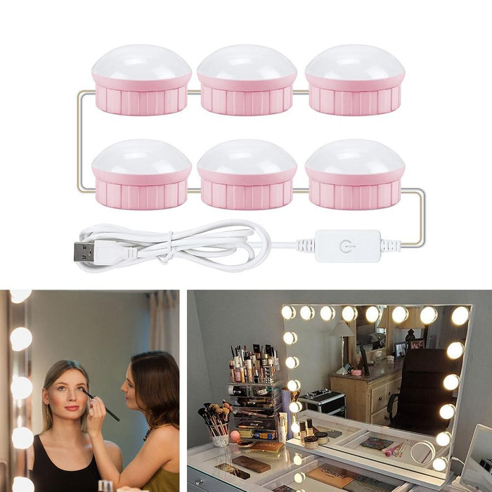 6-Led Dimmable Makeup Mirror Light Usb Touch Control White