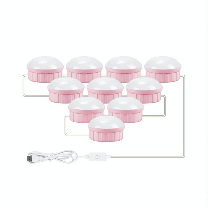 10-Led Dimmable Makeup Mirror Light Usb Touch Control White