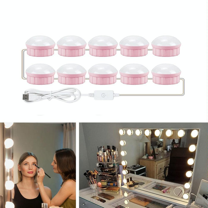 10-Led Dimmable Makeup Mirror Light Usb Touch Control White