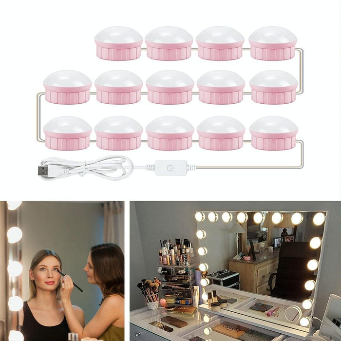 14-Led Dimmable Makeup Mirror Light Usb Touch Control White