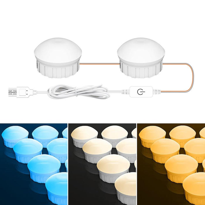 Usb 2-Led Cosmetic Mirror Light 3-Colour Dimming