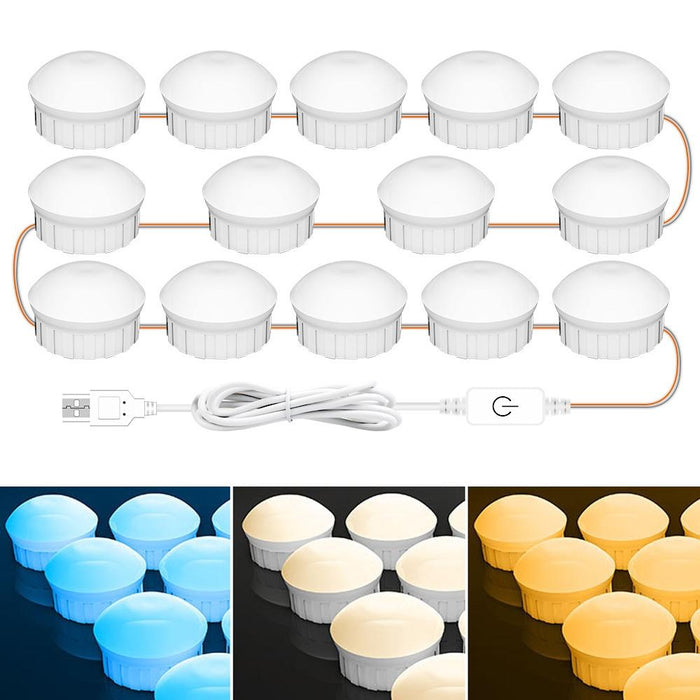 14-Led Usb Bathroom Mirror Light 3-Colour Dimming