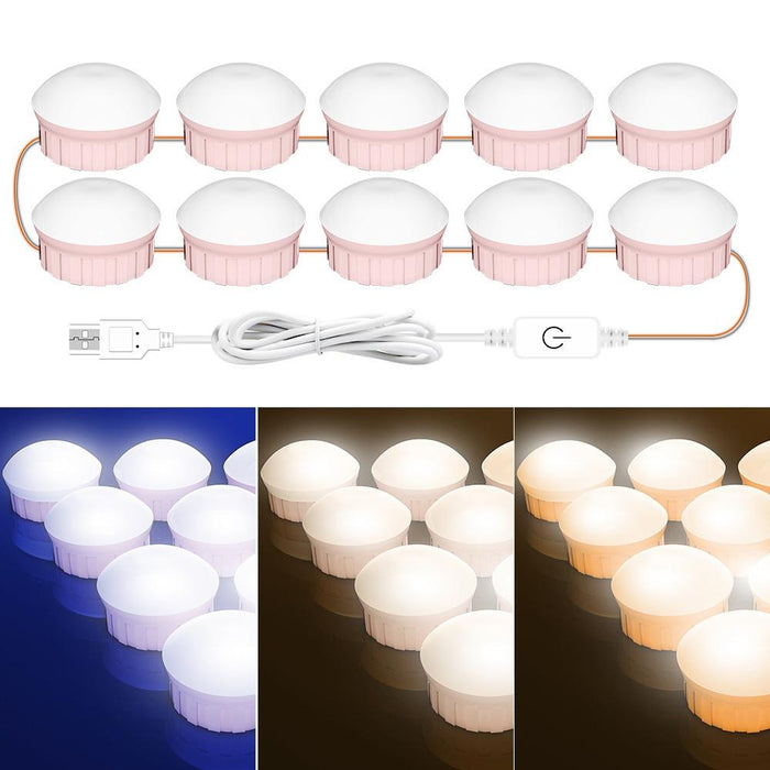 10-Led Usb Bathroom Mirror Light 3-Colour Dimming