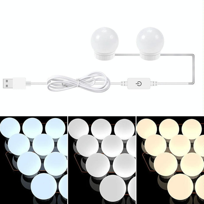 Usb Bathroom Makeup Light Bulbs 2 Leds 3 Colour Temperatures Simple Design