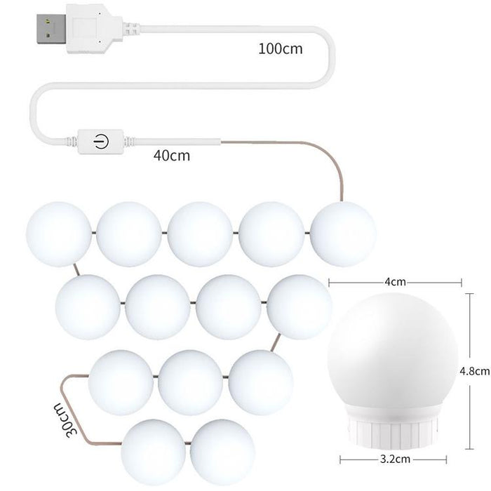 Usb Bathroom Makeup Light Bulbs 6 Leds 3 Colour Temperatures Simple Design