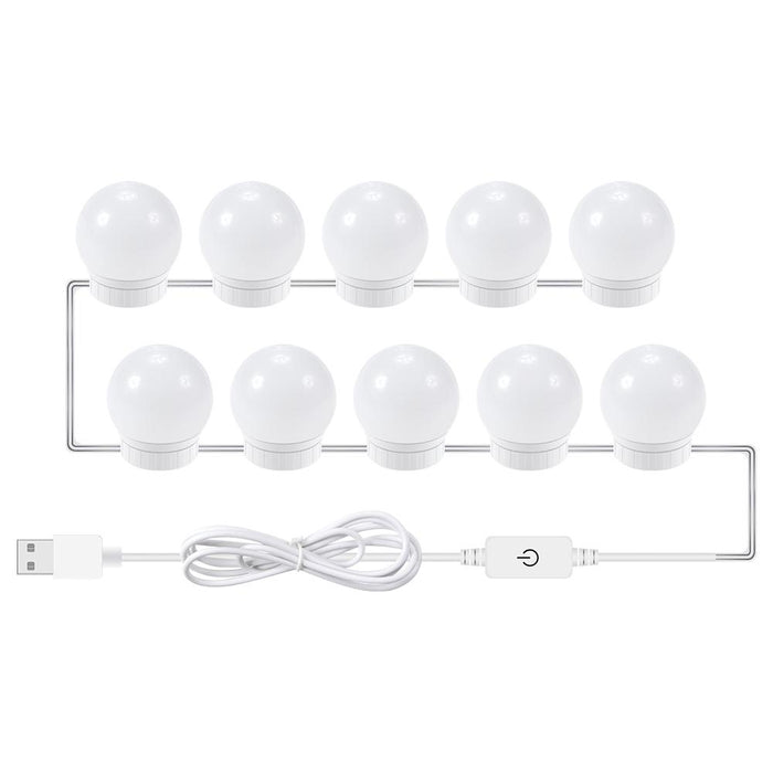 10-Led Usb Bathroom Makeup Light Bulbs 3 Colour Temperatures