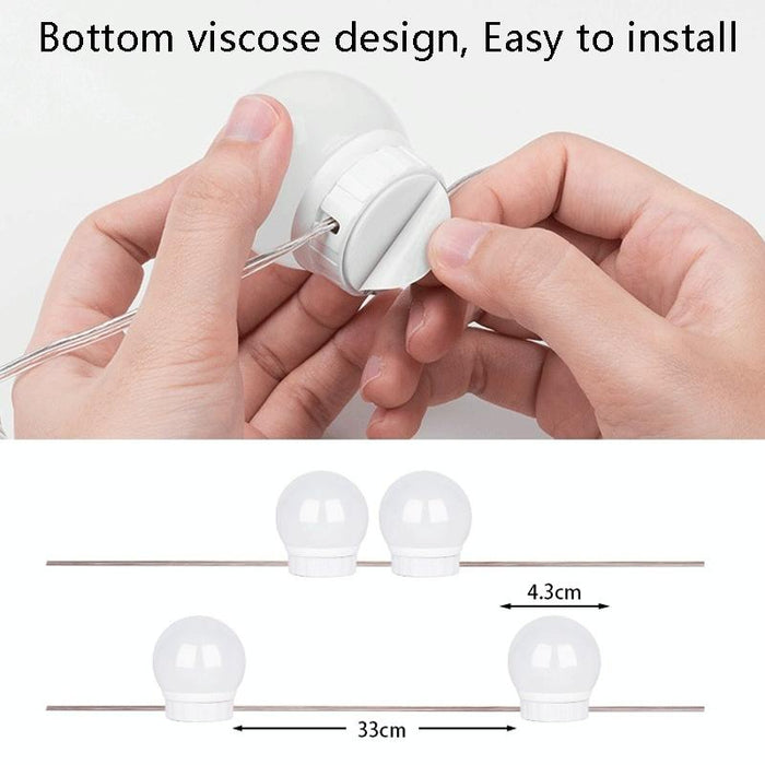 Adjustable Led Mirror Front Lamp With Usb Power 6 Brightness-Adjustable Bulbs